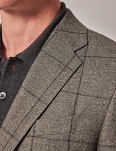 Green Windowpane Check Wool-Cotton Mix Blazer - 1913 Collection-preview1