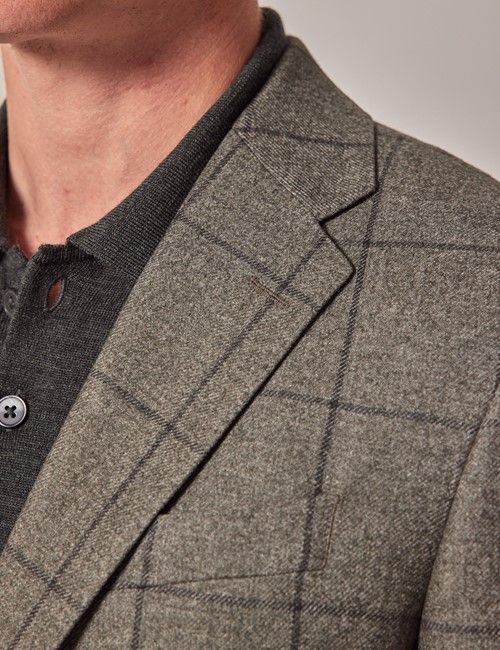 Green Windowpane Check Wool-Cotton Mix Blazer - 1913 Collection-preview