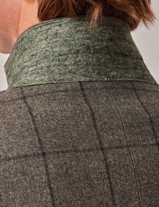 Green Windowpane Check Wool-Cotton Mix Blazer - 1913 Collection-preview6