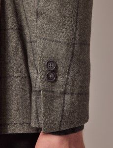 Green Windowpane Check Wool-Cotton Mix Blazer - 1913 Collection-preview7
