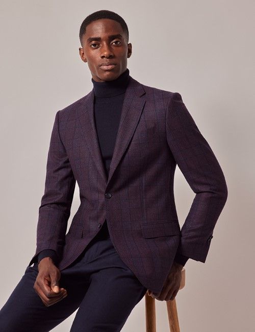 Purple Check Italian Wool Blazer - 1913 Collection