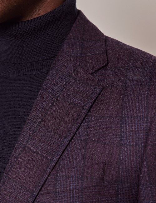 Purple Check Italian Wool Blazer - 1913 Collection-preview
