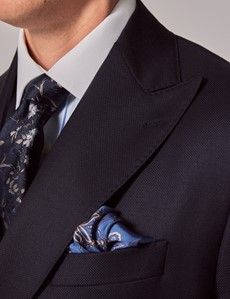 Navy Wool Hopsack Double Breasted Blazer - 1913 Collection-preview1