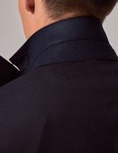 Navy Wool Hopsack Double Breasted Blazer - 1913 Collection-preview5