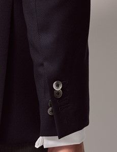 Navy Wool Hopsack Double Breasted Blazer - 1913 Collection-preview6