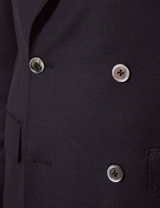 Navy Wool Hopsack Double Breasted Blazer - 1913 Collection-preview7