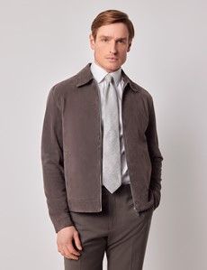 Chocolate Brown Suede Harrington Jacket