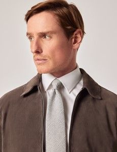 Chocolate Brown Suede Harrington Jacket-preview2