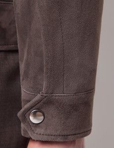 Chocolate Brown Suede Harrington Jacket-preview5