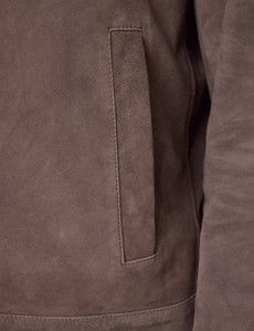 Chocolate Brown Suede Harrington Jacket-preview2