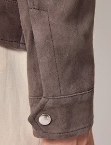 Chocolate Brown Suede Harrington Jacket-preview5