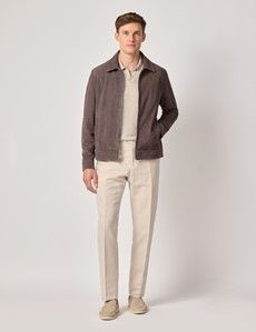 Chocolate Brown Suede Harrington Jacket-preview8