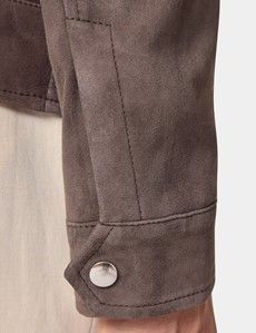 Chocolate Brown Suede Harrington Jacket-preview5