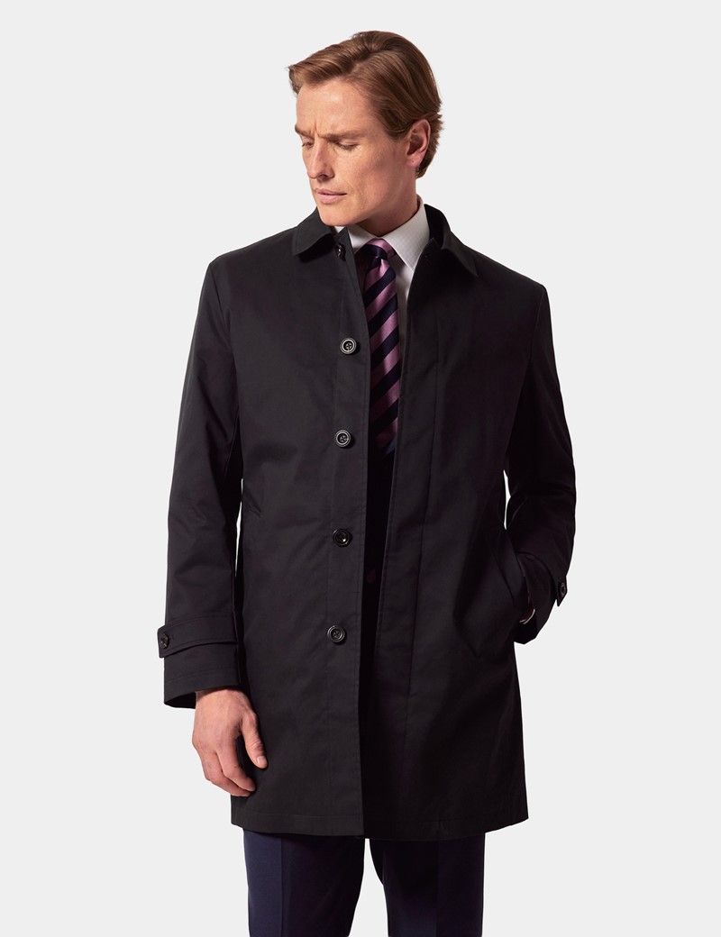 Black Rain Mac with Removable Lining