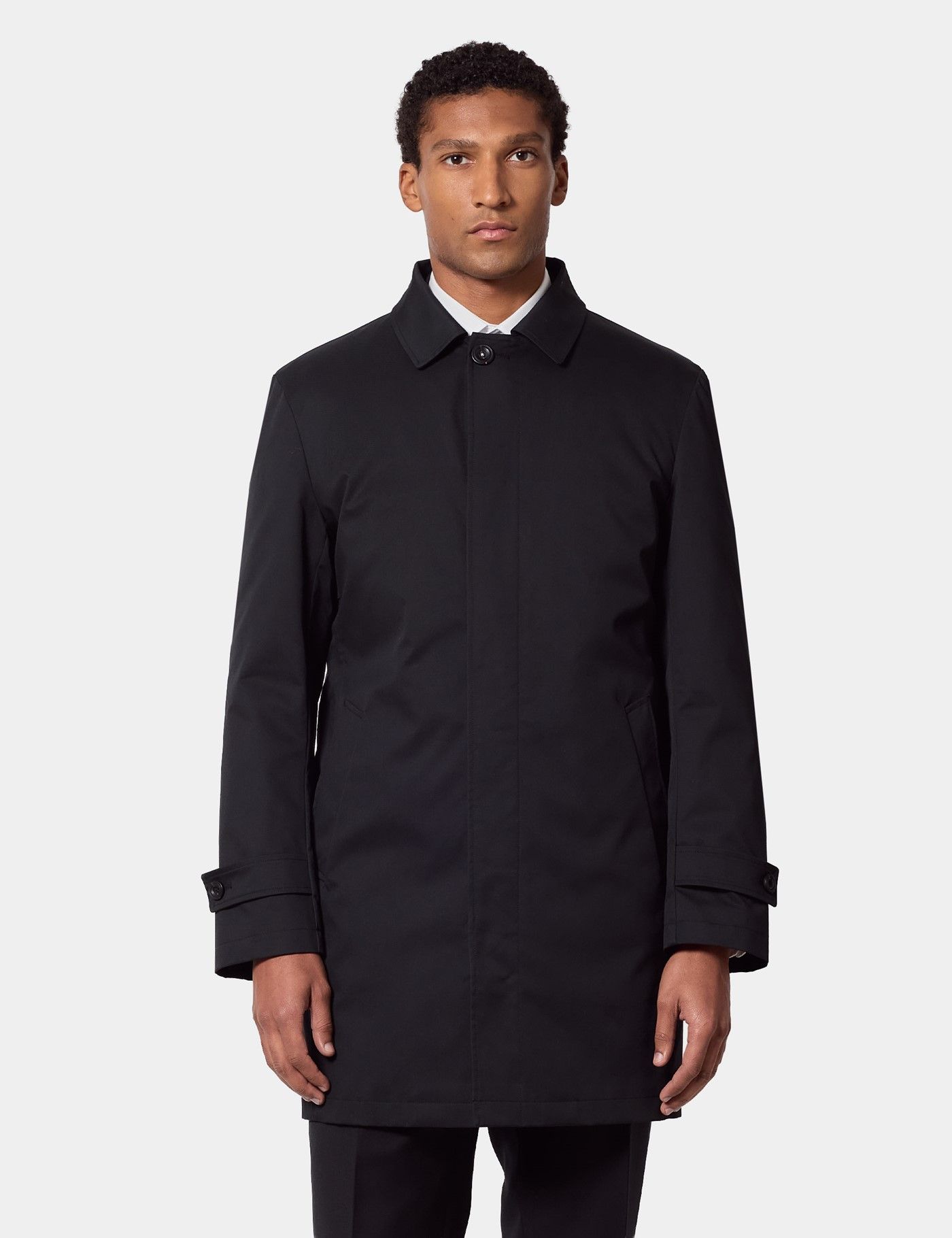 Black Rain Mac Coat with Removable Lining