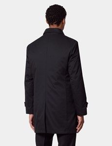 Black Rain Mac with Removable Lining