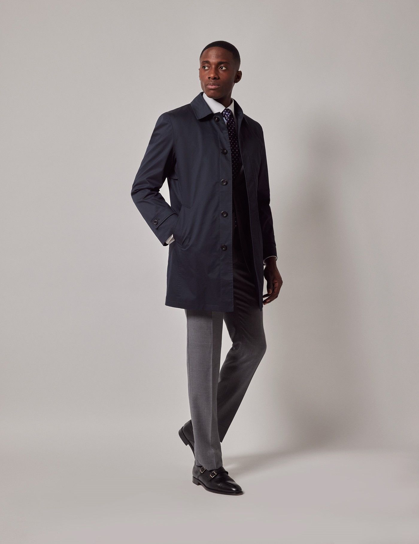 Hawes Curtis Navy Rain Mac with Removable Lining