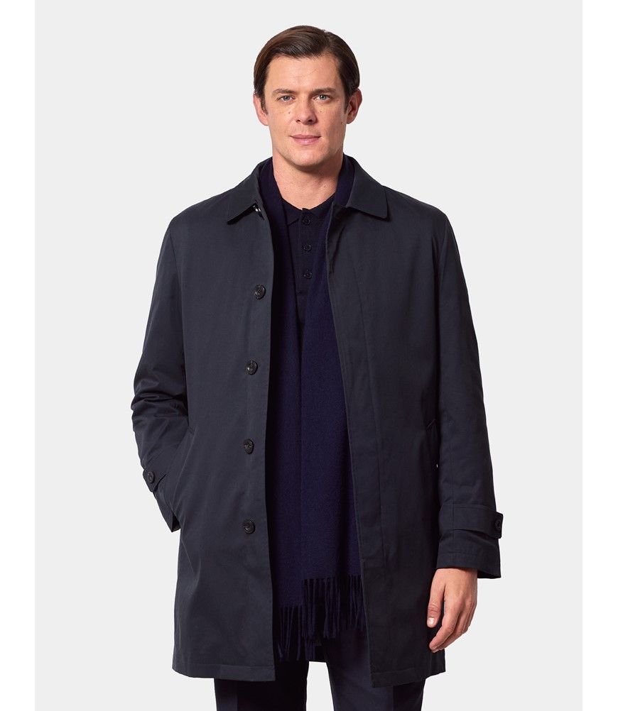 Men's Navy Rain Mac with Removable Lining | Hawes & Curtis