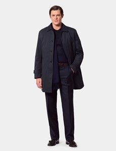 Navy Rain Mac with Removable Lining