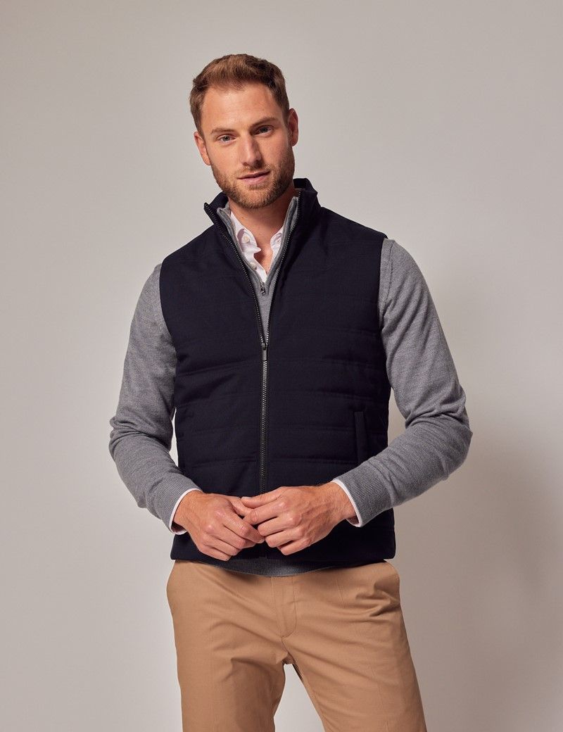 Men's Navy Quilted Gilet | Hawes & Curtis