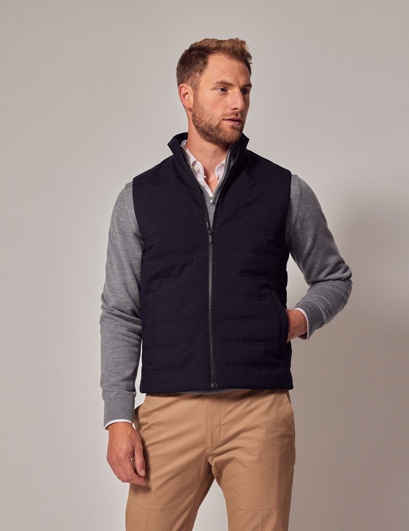 Men's Navy Quilted Gilet | Hawes & Curtis