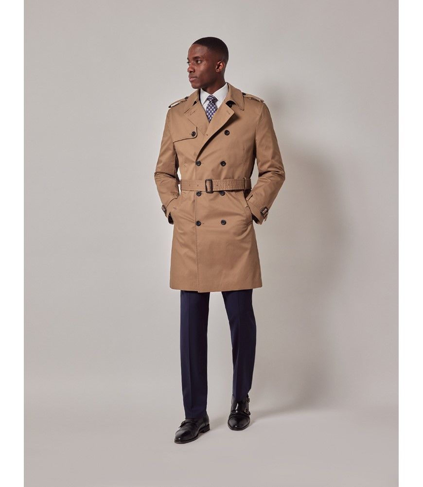 Men’s Khaki Beige Trench Coat | Hawes & Curtis