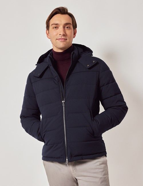 Navy Hooded Padded Coat