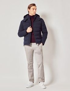 Navy Hooded Padded Coat-preview3