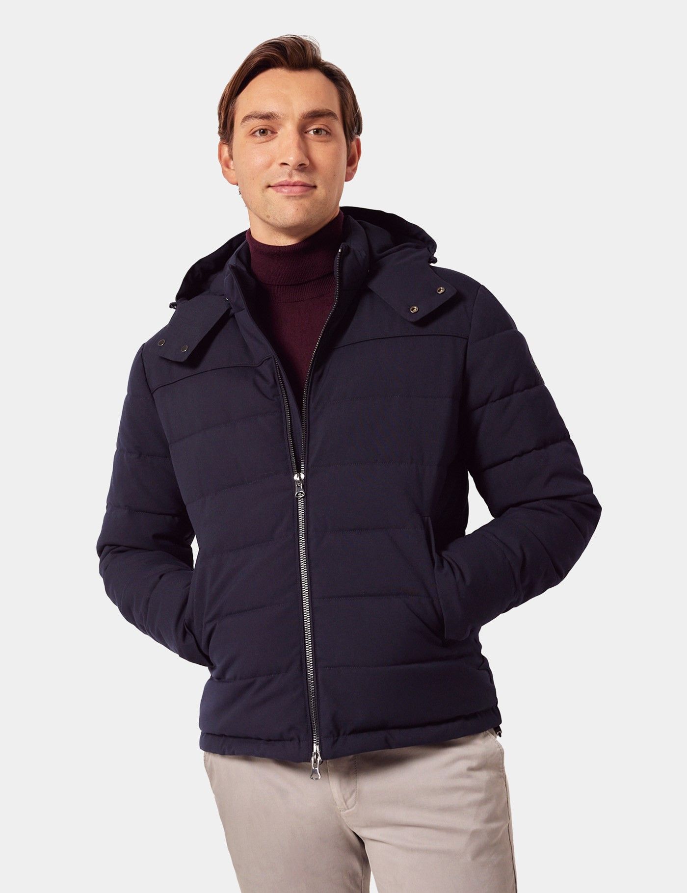 Navy Hooded Padded Coat