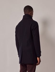 Navy Wool Funnel Neck Coat-preview5