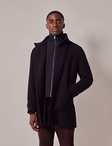 Navy Wool Funnel Neck Coat-preview7