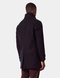 Navy Wool Funnel Neck Coat-preview4
