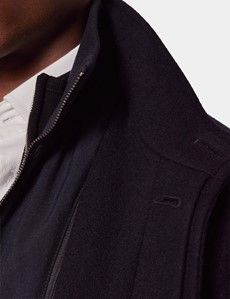Navy Wool Funnel Neck Coat-preview1