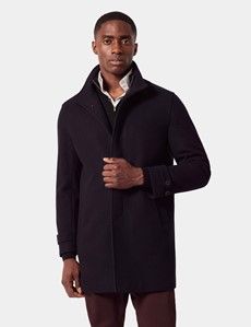 Navy Wool Funnel Neck Coat-preview7