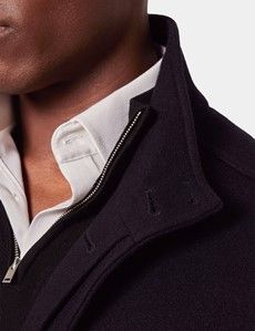 Navy Wool Funnel Neck Coat-preview8