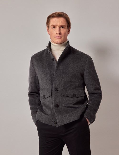 Grey Wool Harrington Jacket-preview