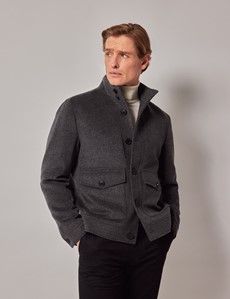 Grey Wool Harrington Jacket-preview3