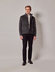 Grey Wool Harrington Jacket-preview8