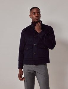 Navy Wool Harrington Jacket-preview3