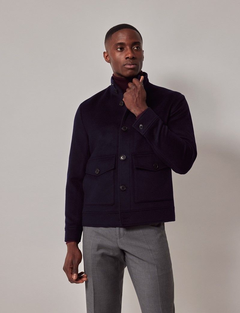 Mens navy wool jacket online