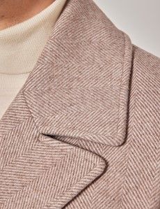 Taupe Herringbone Wool Blend Peacoat-preview1