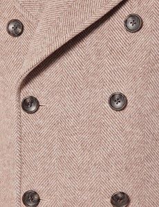 Taupe Herringbone Wool Blend Peacoat-preview3
