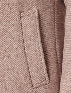 Taupe Herringbone Wool Blend Peacoat-preview4