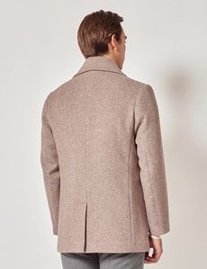 Taupe Herringbone Wool Blend Peacoat-preview6