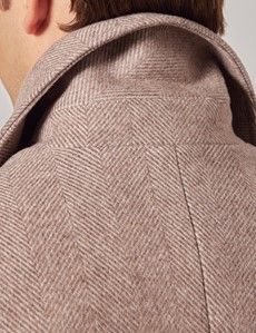 Taupe Herringbone Wool Blend Peacoat-preview8
