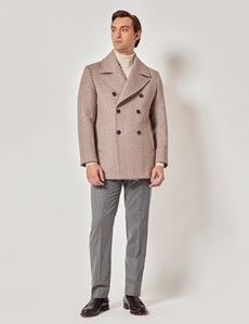Taupe Herringbone Wool Blend Peacoat-preview10