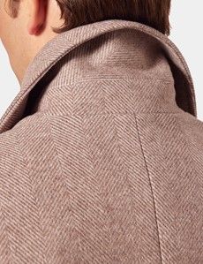 Taupe Herringbone Peacoat