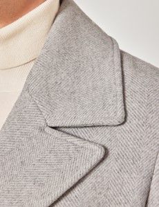 Grey Herringbone Wool Peacoat-preview1