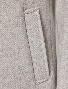 Grey Herringbone Wool Peacoat-preview4