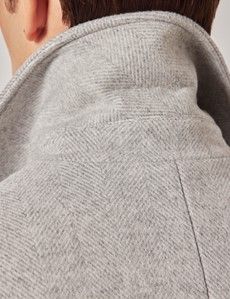 Grey Herringbone Wool Peacoat-preview8